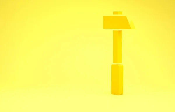 Желтый Молот Значок Изолирован Желтом Фоне Инструмент Ремонта Концепция Минимализма — стоковое фото