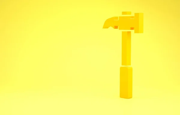 Ikona Kladiva Žlutého Drápu Izolovaná Žlutém Pozadí Tesařské Kladivo Nástroj — Stock fotografie