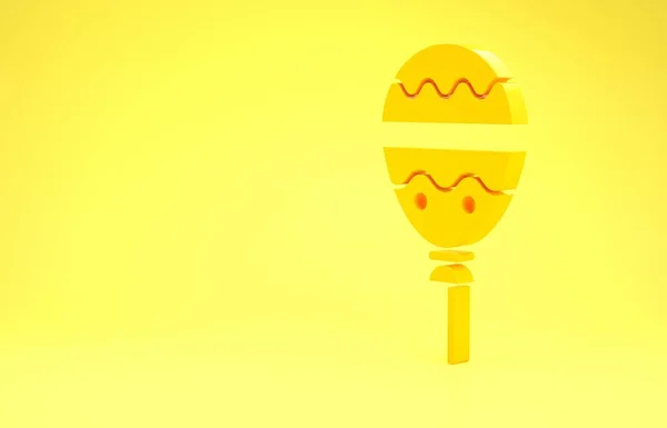 Globos Amarillos Con Icono Cinta Aislado Sobre Fondo Amarillo Feliz —  Fotos de Stock