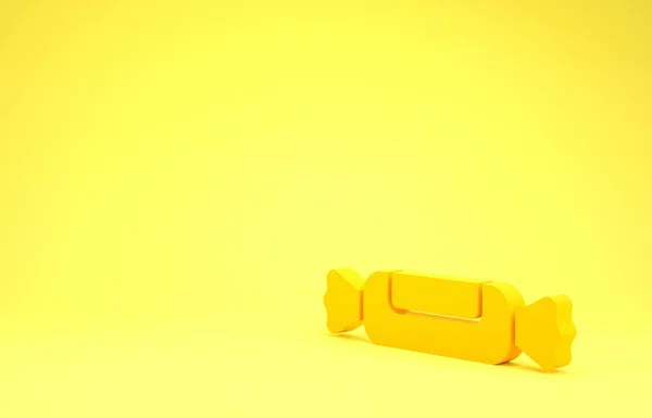 Yellow Candy Symbol Isoliert Auf Gelbem Hintergrund Minimalismus Konzept Illustration — Stockfoto