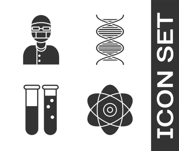 Set Atom Assistant Test Tube Flask Chemical Laboratory Dna Symbol — Vector de stock