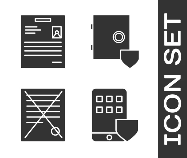 Définir Assurance Smartphone Document Personnel Supprimer Document Fichier Coffre Fort — Image vectorielle
