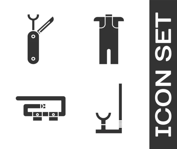 设置斯诺克尔 瑞士军刀 潜水带和湿衣潜水图标 — 图库矢量图片