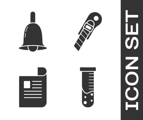 Testbuis Kolf Chemisch Laboratorium Rinkelende Bel Document Stationery Mes Pictogram — Stockvector