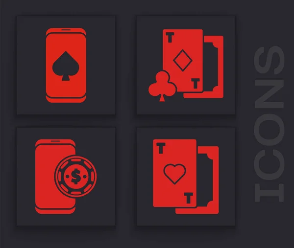Set Spielkarte Mit Herz Online Pokertischspiel Spielkarte Mit Diamanten Und — Stockvektor
