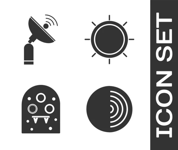 Establecer Estructura Tierra Radar Alien Sol Icono Vector — Archivo Imágenes Vectoriales