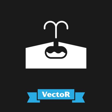 Beyaz Oilfield simgesi siyah arkaplanda izole edildi. Doğal kaynaklar, petrol ve gaz üretimi. Vektör İllüstrasyonu