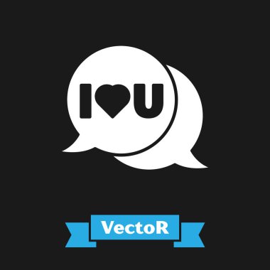 Siyah arka planda izole edilmiş seni seviyorum yazılı beyaz konuşma balonu. 8 Mart. Uluslararası Mutlu Kadınlar Günü. Vektör İllüstrasyonu