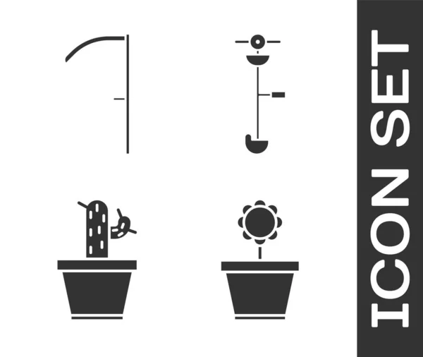 Set Flower Květináči Scythe Kaktus Šťavnatý Hrnci Tráva Tráva Elektrické — Stockový vektor