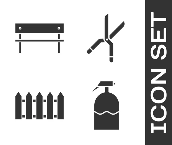 Set Zahradní Postřikovač Lavička Zahradní Plot Dřevěný Zahradní Ručně Vyráběné — Stockový vektor