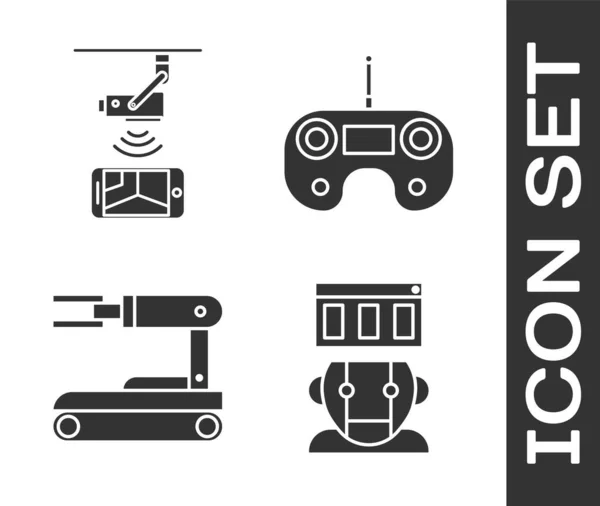 Conjunto Robot Control Inalámbrico Cámara Seguridad Cctv Robot Icono Control — Archivo Imágenes Vectoriales