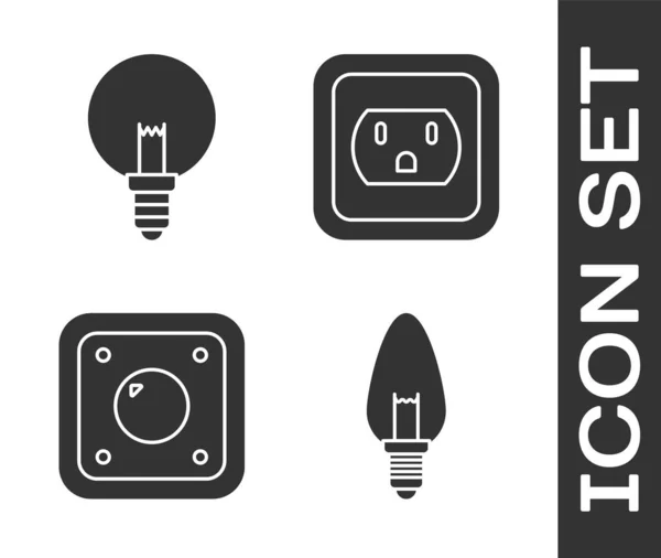 Встановити Лампочку Лампочку Електричний Вимикач Електричний Вихід Ікону Usa Вектор — стоковий вектор