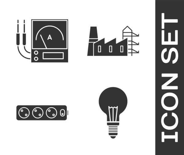 Set Light Bulb Concept Idea Ampere Meter Multimeter Voltmeter Electric — 스톡 벡터