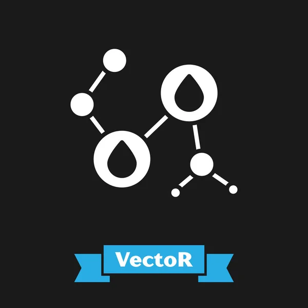 Ícone Óleo Molecule Branco Isolado Fundo Preto Estrutura Moléculas Química — Vetor de Stock