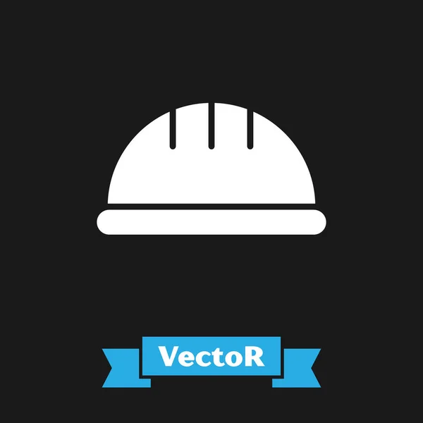 Ícone Capacete Segurança Trabalhador Branco Isolado Fundo Preto Ilustração Vetorial — Vetor de Stock