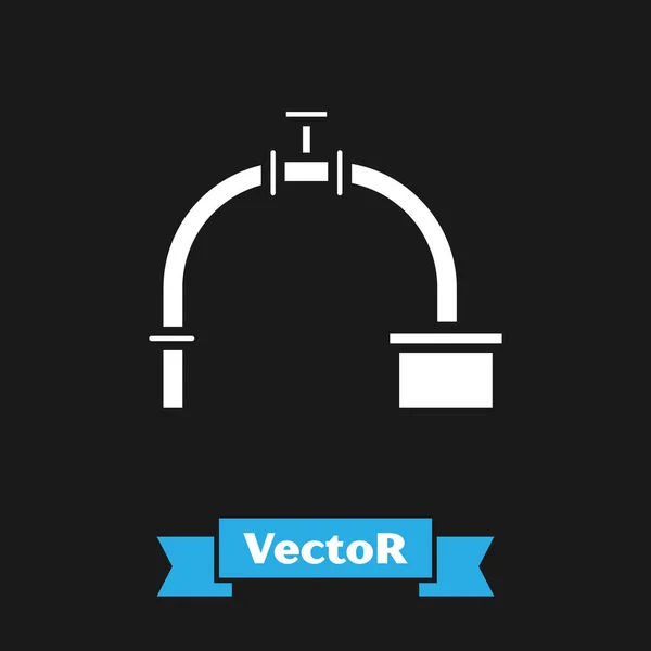 Металлическая Труба Белой Промышленности Иконка Клапана Изолированы Черном Фоне Векторная — стоковый вектор