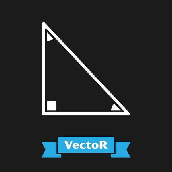 Weißes Mathematisches Dreieck Symbol Isoliert Auf Schwarzem Hintergrund Vektorillustration — Stockvektor