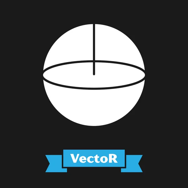 Figura Geométrica Branca Ícone Esfera Isolado Sobre Fundo Preto Forma — Vetor de Stock