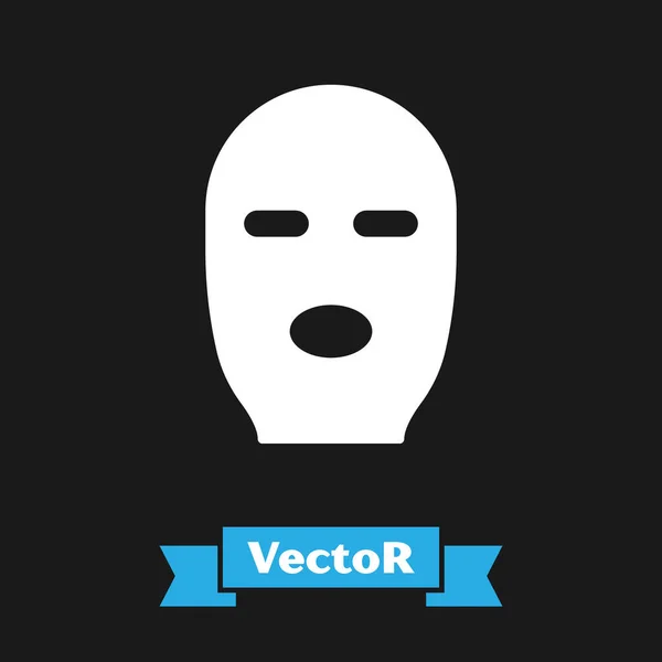 White Thief Mask Icon Isolated Black Background Bandit Mask Criminal — Stock Vector