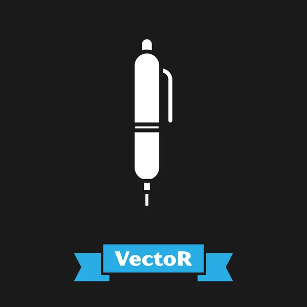 White Pen Icon Isolated Black Background Vector Illustration — Stock Vector