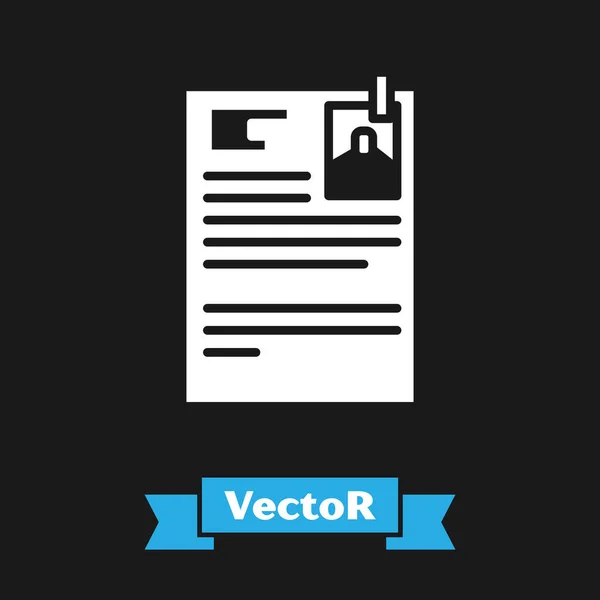 Icono Papel Demanda Blanca Aislado Sobre Fondo Negro Ilustración Vectorial — Vector de stock