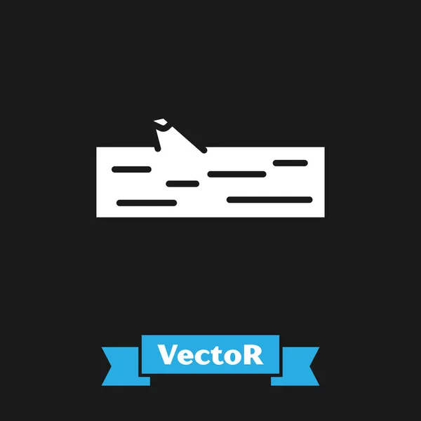 Icono Madera Blanca Aislado Sobre Fondo Negro Ilustración Vectorial — Vector de stock