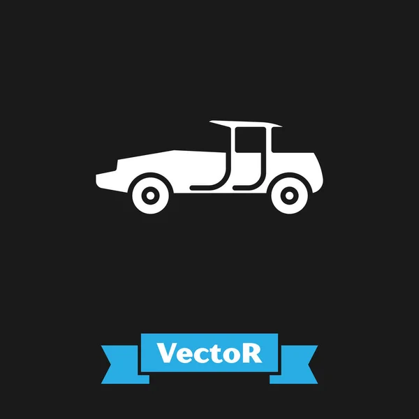 Icono Coche Blanco Aislado Sobre Fondo Negro Ilustración Vectorial — Vector de stock