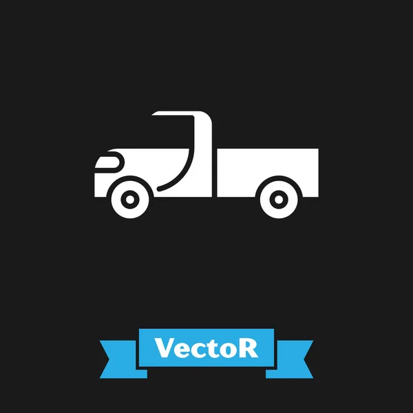 Icono Camioneta Blanca Aislada Sobre Fondo Negro Ilustración Vectorial — Vector de stock