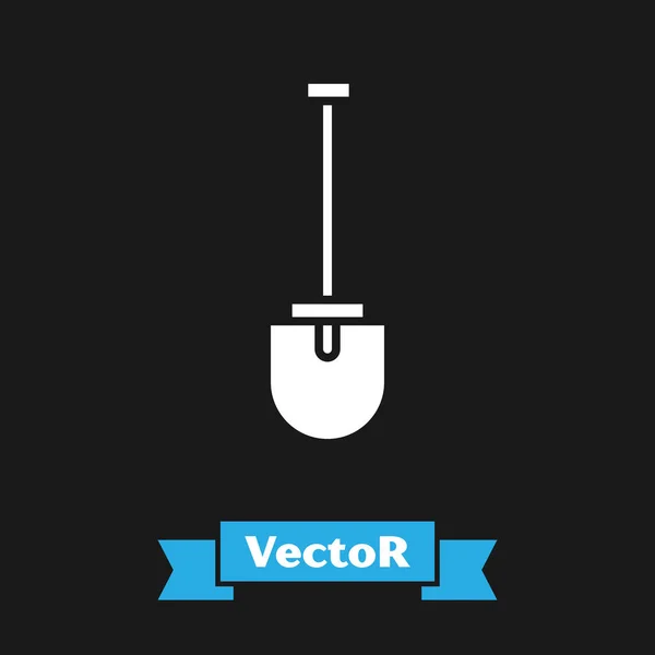 Weiße Schaufel Symbol Isoliert Auf Schwarzem Hintergrund Gartenwerkzeug Werkzeug Für — Stockvektor