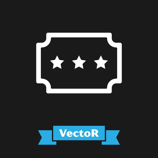 Ikona Bílého Lístku Izolovaná Černém Pozadí Zábavní Park Vektorová Ilustrace — Stockový vektor