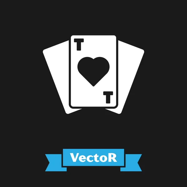 Weißes Spielkarten Symbol Auf Schwarzem Hintergrund Casino Glücksspiel Vektorillustration — Stockvektor