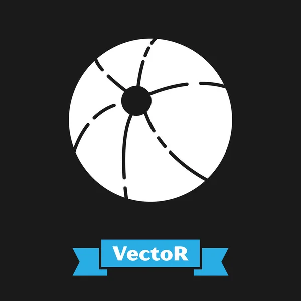 White Beach Ball Symbol Isoliert Auf Schwarzem Hintergrund Vektorillustration — Stockvektor