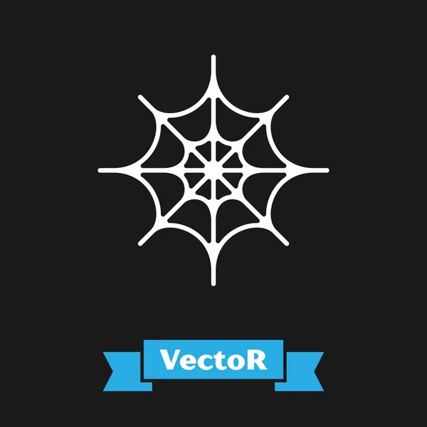 White Spider Web Icon Isolated Black Background Cobweb Sign Happy — Stock Vector