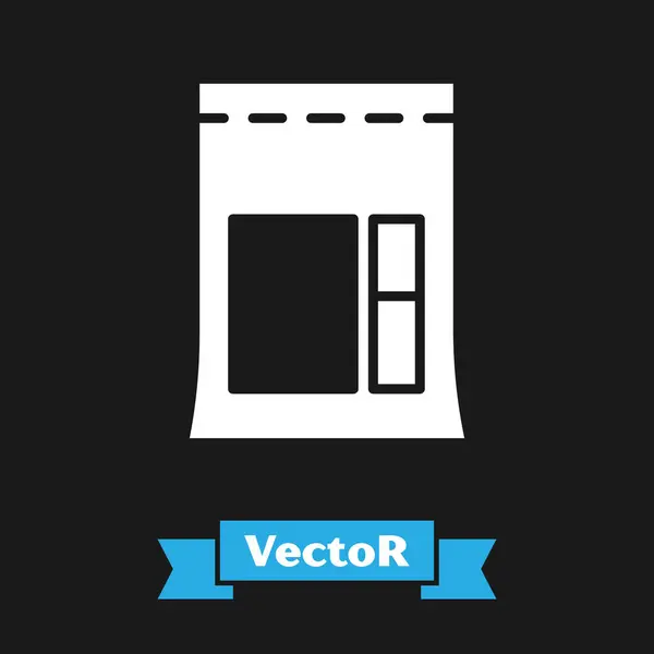 Weiße Zementtasche Symbol Isoliert Auf Schwarzem Hintergrund Vektorillustration — Stockvektor
