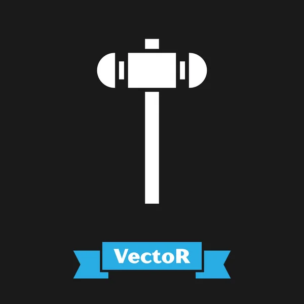 Weißes Vorschlaghammer Symbol Isoliert Auf Schwarzem Hintergrund Vektorillustration — Stockvektor