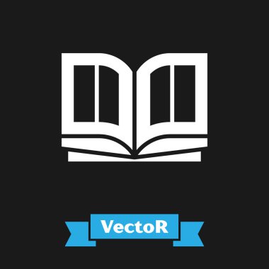 Beyaz kutsal kitap ikonu siyah arka planda izole edilmiş. Vektör İllüstrasyonu