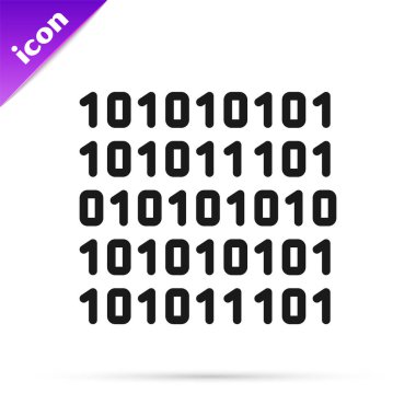 Siyah çizgi ikili kod simgesi beyaz arkaplanda izole edildi. Vektör İllüstrasyonu