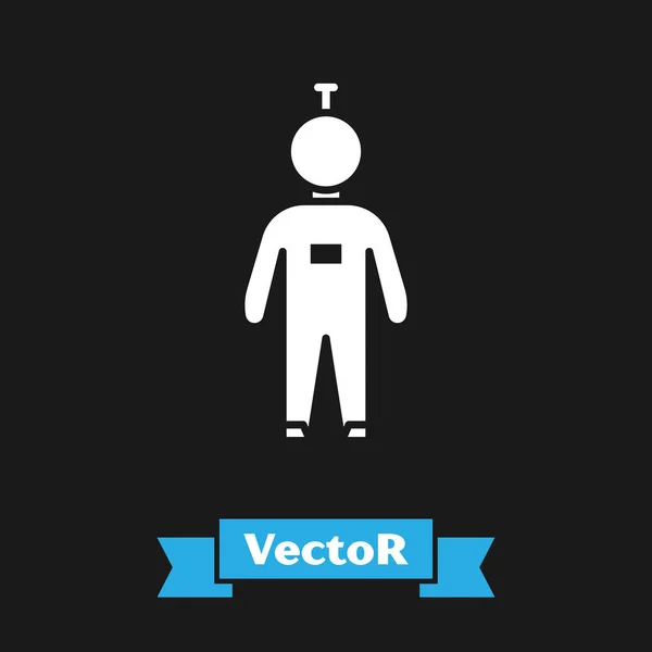 Icône Astronaute Blanche Isolée Sur Fond Noir Illustration Vectorielle — Image vectorielle
