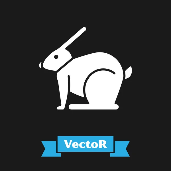 Icono Blanco Conejo Pascua Aislado Sobre Fondo Negro Conejo Pascua — Vector de stock