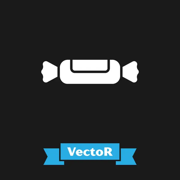 Icono Caramelo Blanco Aislado Sobre Fondo Negro Ilustración Vectorial — Vector de stock