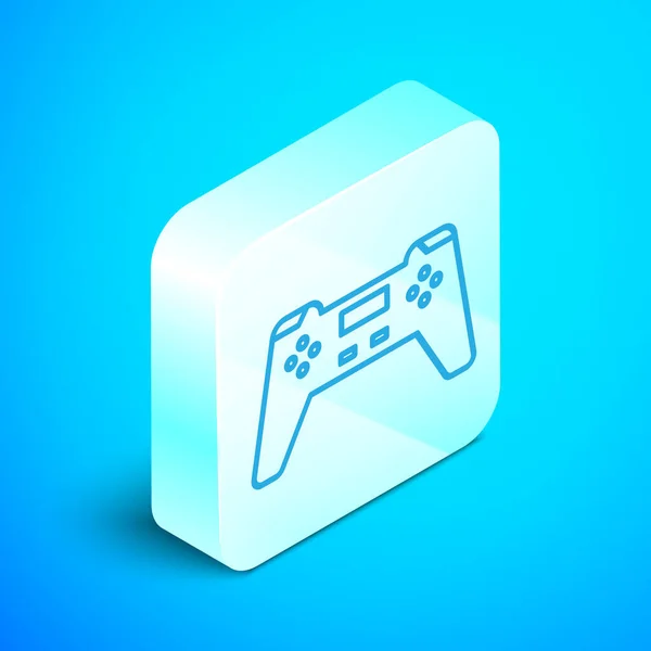 Icono Gamepad Línea Isométrica Aislado Sobre Fondo Azul Controlador Juego — Vector de stock