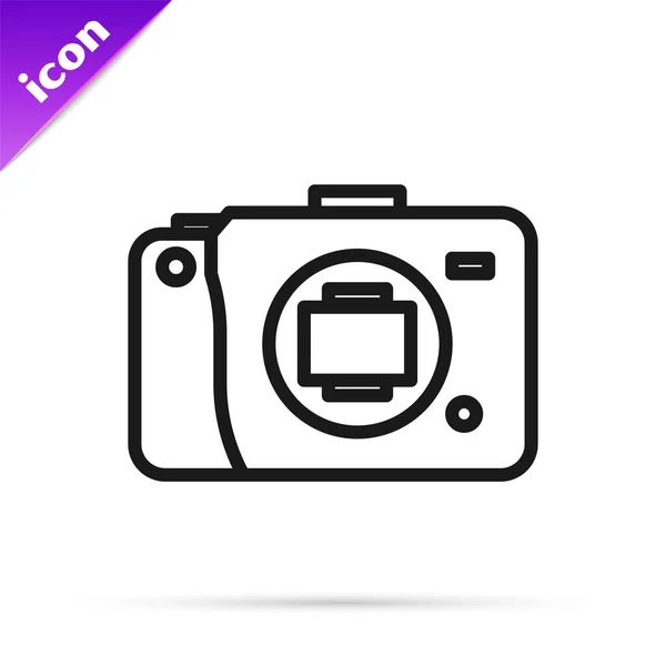 Black Line Mirrorless Camera Icon Isolated White Background Foto Camera — Stock Vector