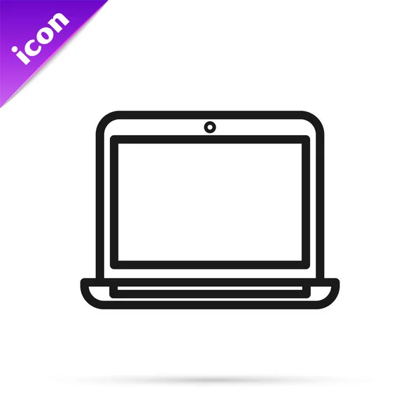 Schwarze Linie Laptop Symbol Isoliert Auf Weißem Hintergrund Computer Notizbuch — Stockvektor