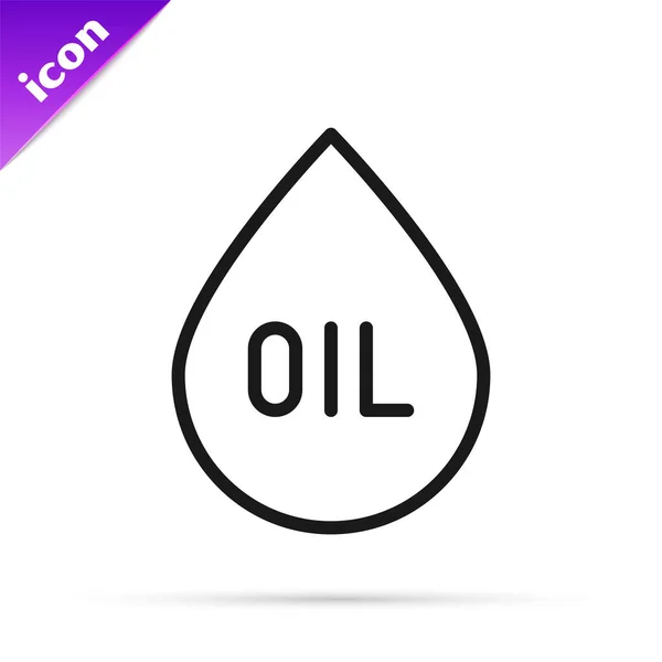 Black Line Oil Drop Icon Isolated White Background Vector Illustration — Stock Vector