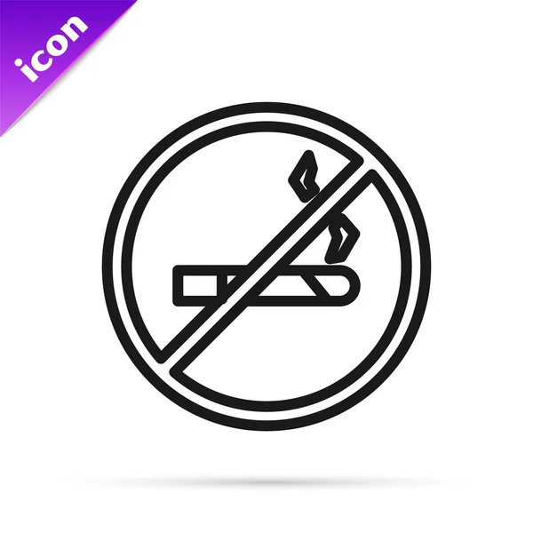 Schwarze Linie Smoking Symbol Isoliert Auf Weißem Hintergrund Zigarettensymbol Vektorillustration — Stockvektor