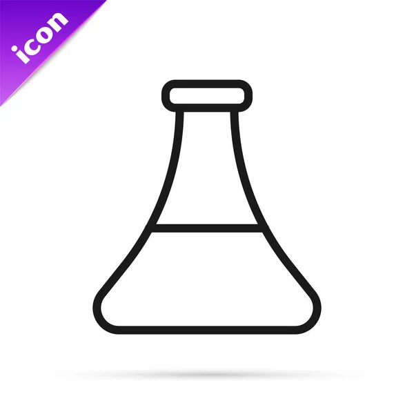 Black Line Oil Petrol Test Tube Icon Isolated White Background — 스톡 벡터