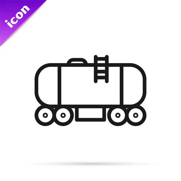 Schwarze Linie Ölbahn Zisterne Symbol Isoliert Auf Weißem Hintergrund Öltank — Stockvektor