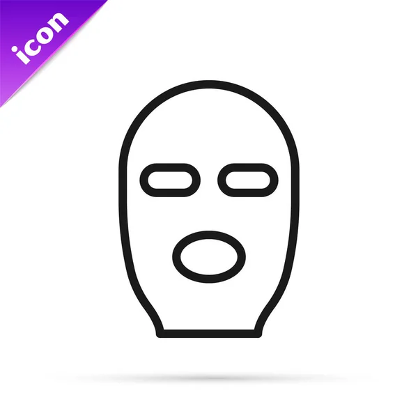 Black Line Thief Mask Icon Isolated White Background Bandit Mask — Stock Vector