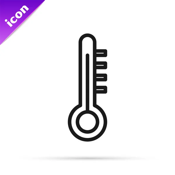 Zwarte Lijn Meteorologie Thermometer Meten Pictogram Geïsoleerd Witte Achtergrond Thermometer — Stockvector