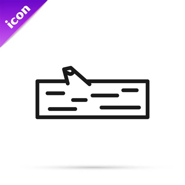 Black Line Wooden Log Icon Isolated White Background Vector Illustration — Stock Vector